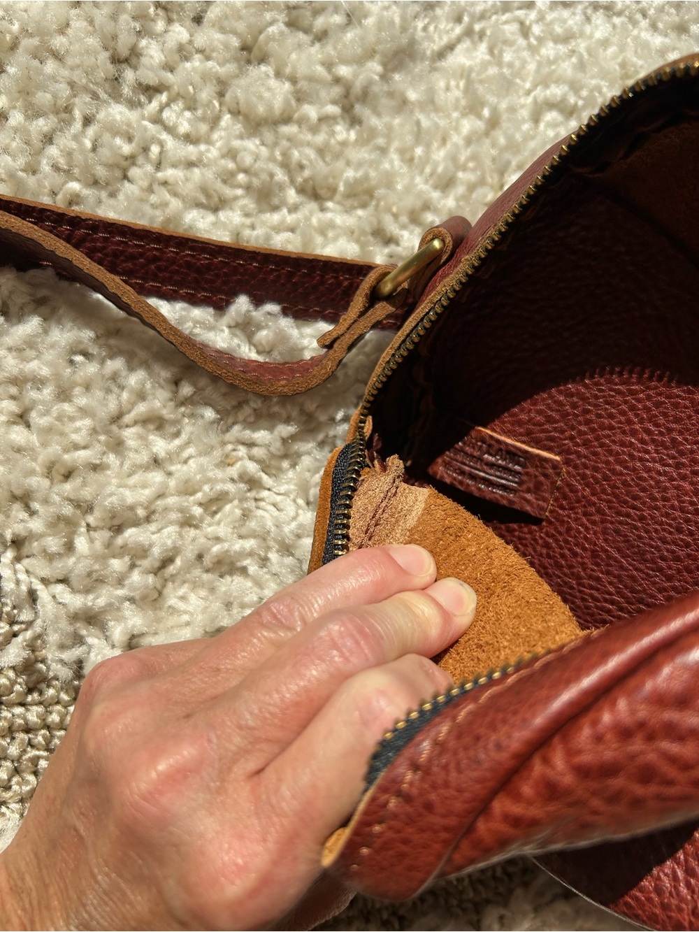 Portland Leather Round Crossbody Bag - Chestnut Brown - Picture 5 of 6